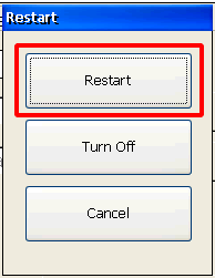 The restart dialog with the Resart button highlighted