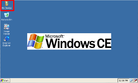 Windows CE desktop with My Device circled